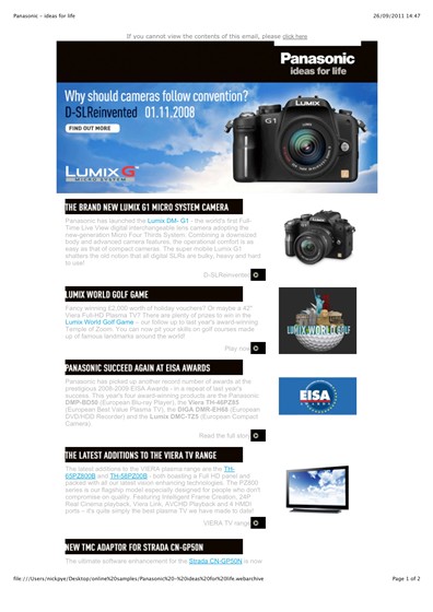 online: Panasonic  enewsletters